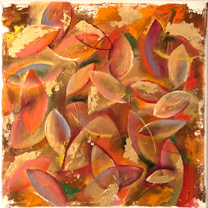 Leaves by Annette Back, 12x12/set of 2-Original Oil on Canvas-annettebackart