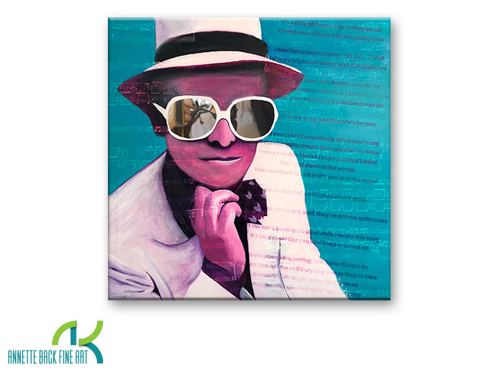 Elton Sees You by Annette Back - 24x24-Original Oil on Canvas-annettebackart