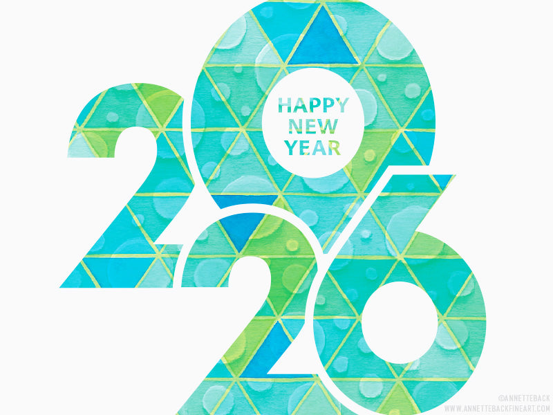 Happy New Year 2026 Card, Digital-Notecard-annettebackart