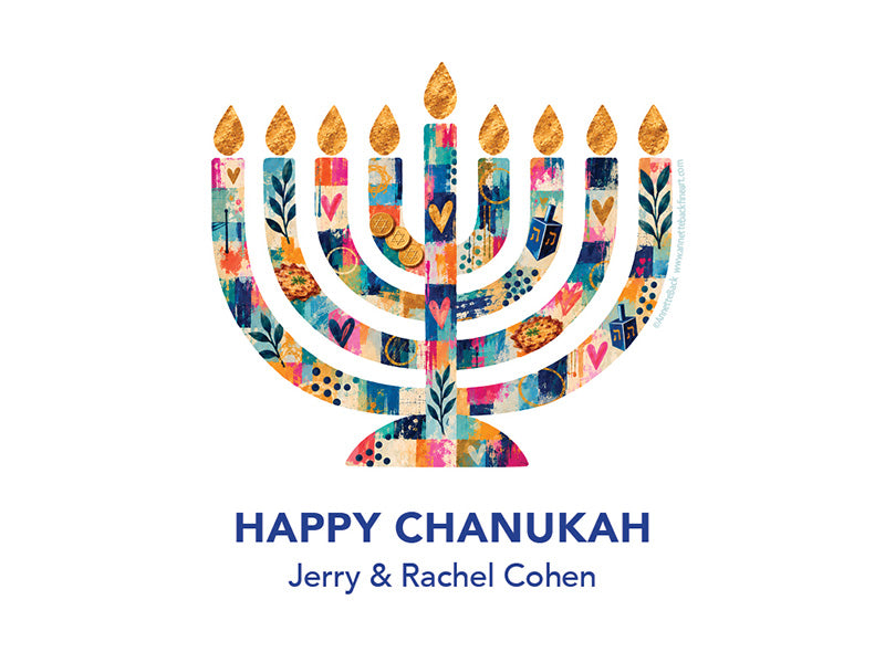 Chanukah Card-Collage, Digital-Notecard-annettebackart