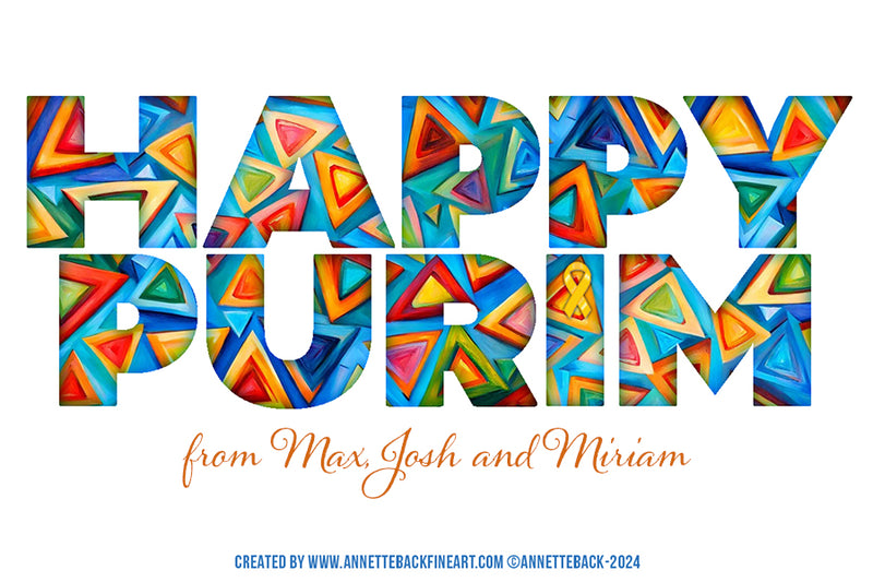 Happy Purim Card, Digital-Notecard-annettebackart