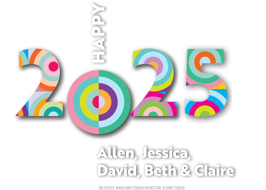 Happy New Year 2025 Card, Digital-Notecard-annettebackart