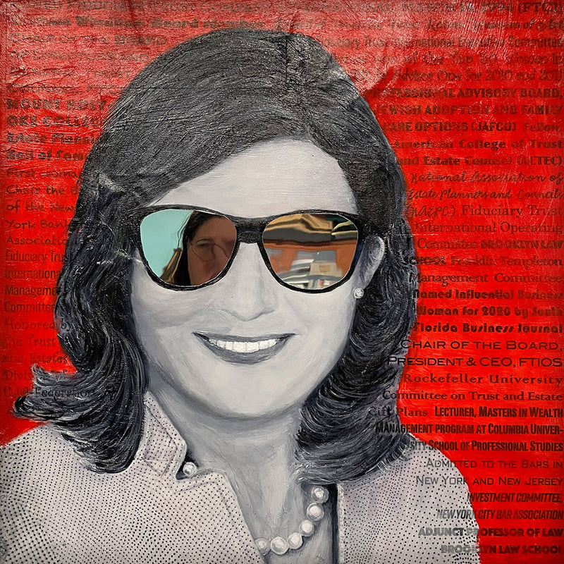 Custom Portrait with Sunglasses-Original Mixed Media and Acrylics on Canvas-annettebackart