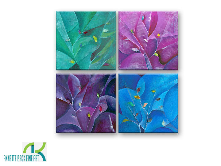Branches by Annette Back -12x12, set of 4-Original Oil on Canvas-annettebackart