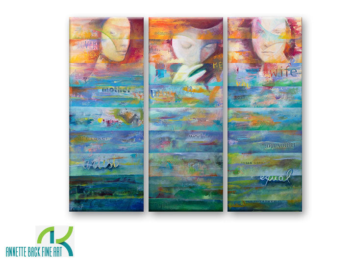 I Am Woman by Annette Back - 12x30, set of 3-Original Oil on Canvas-annettebackart