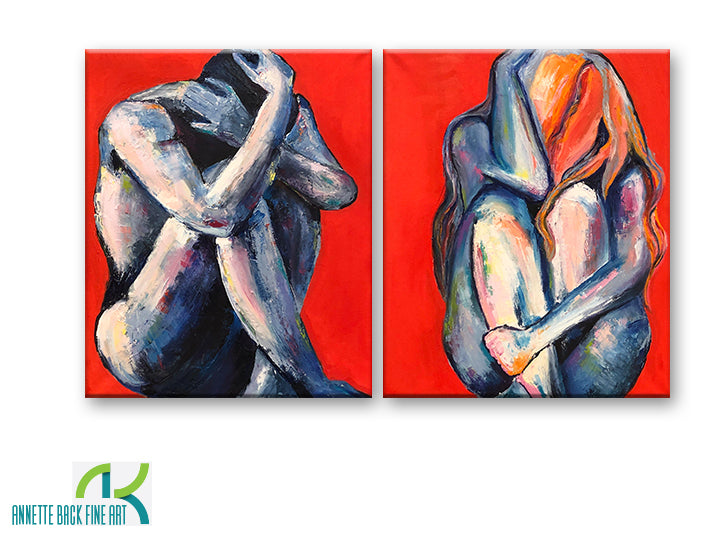 Deux-Pair by Annette Back -20x24, set of 2-Original Oil on Canvas-annettebackart