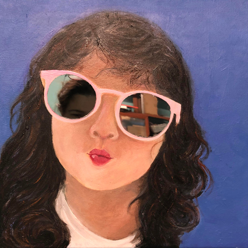 Custom Portrait with Sunglasses-Original Mixed Media and Acrylics on Canvas-annettebackart