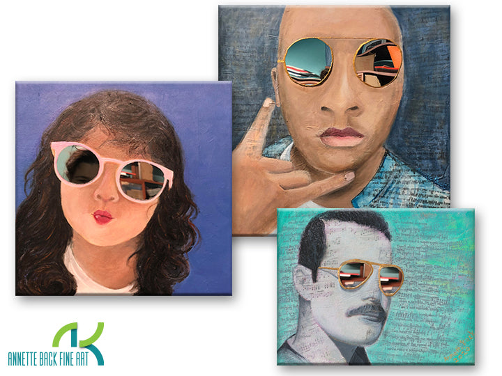 Custom Portrait with Sunglasses-Original Oil on Canvas-annettebackart