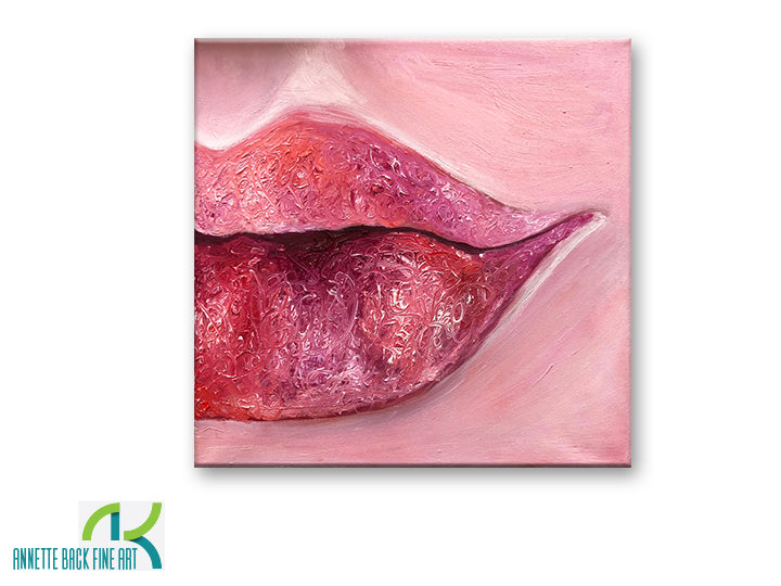 Lips by Annette Back - 12x12-Original Oil on Canvas-annettebackart