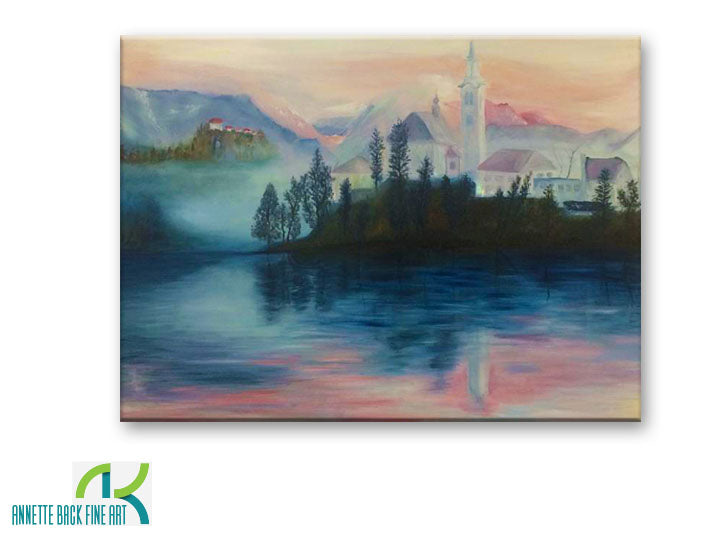 Bled Island by Annette Back Fine Art - 40x30-Original Oil on Canvas-annettebackart