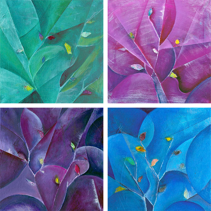 Branches by Annette Back -12x12, set of 4-Original Oil on Canvas-annettebackart