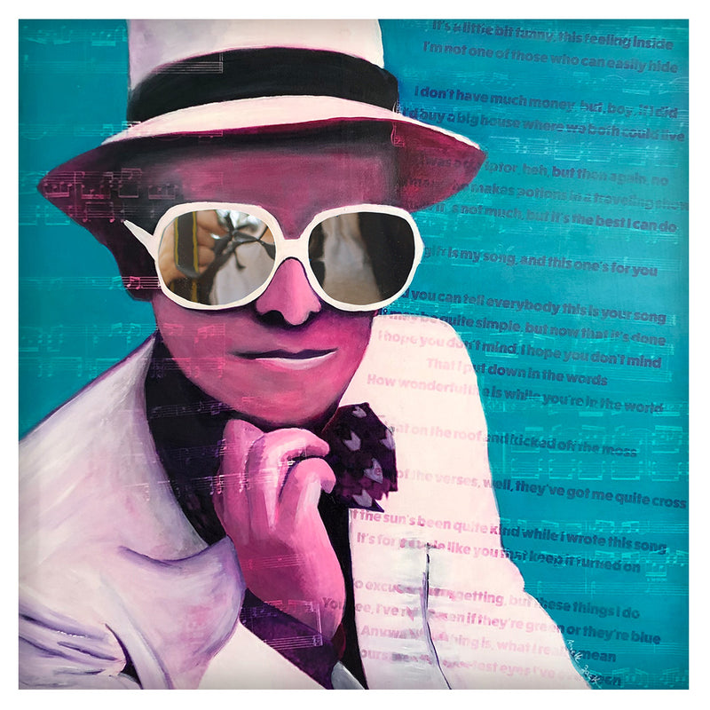 Elton Sees You by Annette Back - 24x24-Original Oil on Canvas-annettebackart