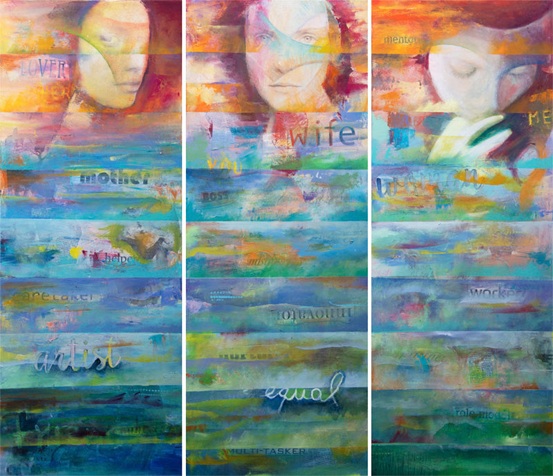 I Am Woman by Annette Back - 12x30, set of 3-Original Oil on Canvas-annettebackart