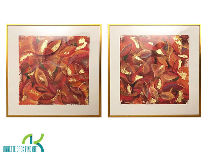 Leaves - Limited Edition/Hand embellished with Gold Leaf/Framed by Annette Back-Framed Print-annettebackart