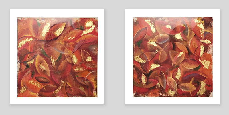 Leaves - Limited Edition/Hand embellished with Gold Leaf/Framed by Annette Back-Framed Print-annettebackart