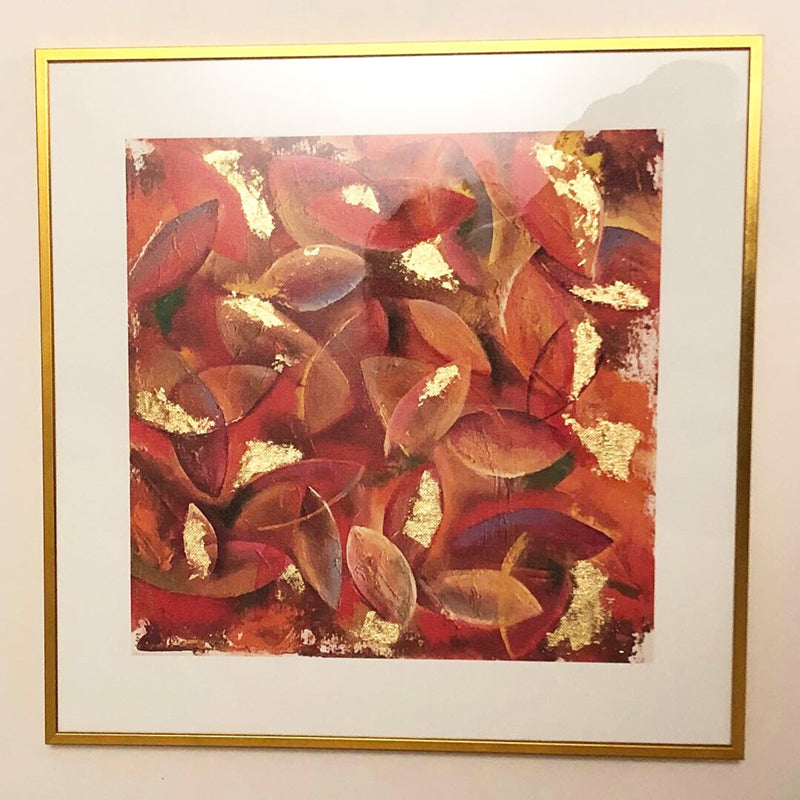 Leaves - Limited Edition/Hand embellished with Gold Leaf/Framed by Annette Back-Framed Print-annettebackart